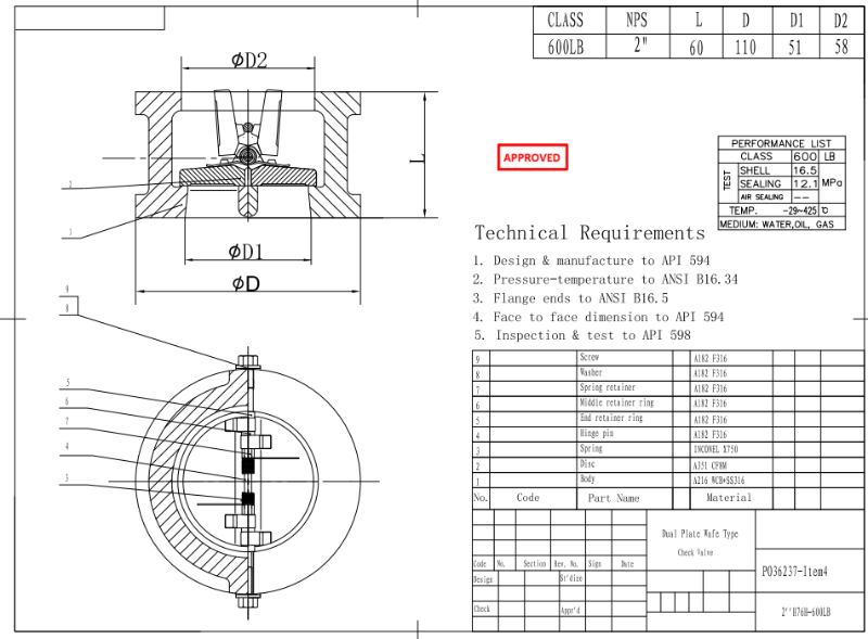 Dual Plate Wafe Type Check Valve