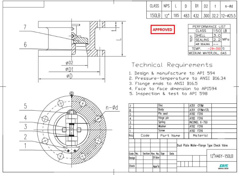 Dual Plate Wafer Type Check Valve