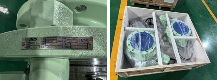 Line blind valve nameplate and export packing