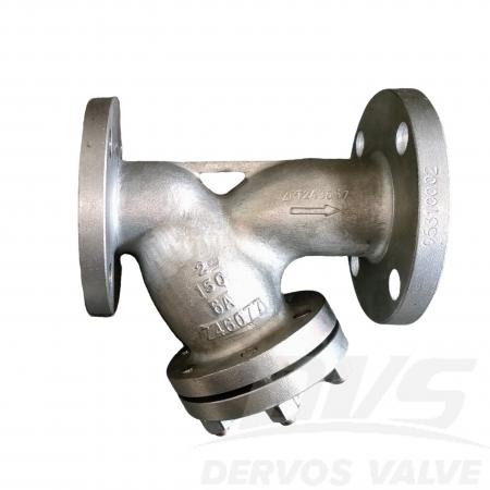 مصفاة من الفولاذ المقاوم للصدأ المزدوج من النوع Y مقاس 2 بوصة ووزن 150 رطل، وفقًا لمعيار ASME B16.34 RF