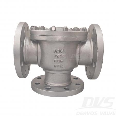 صمام كروي ثلاثي الاتجاهات DN100 PN25 CF8M ذراع ISO 17292