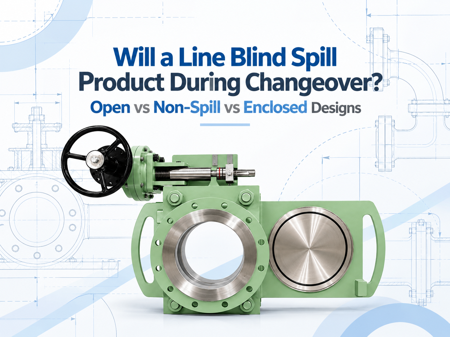 Will a Line Blind Spill Product During Changeover? Open vs Non-Spill vs Enclosed Designs